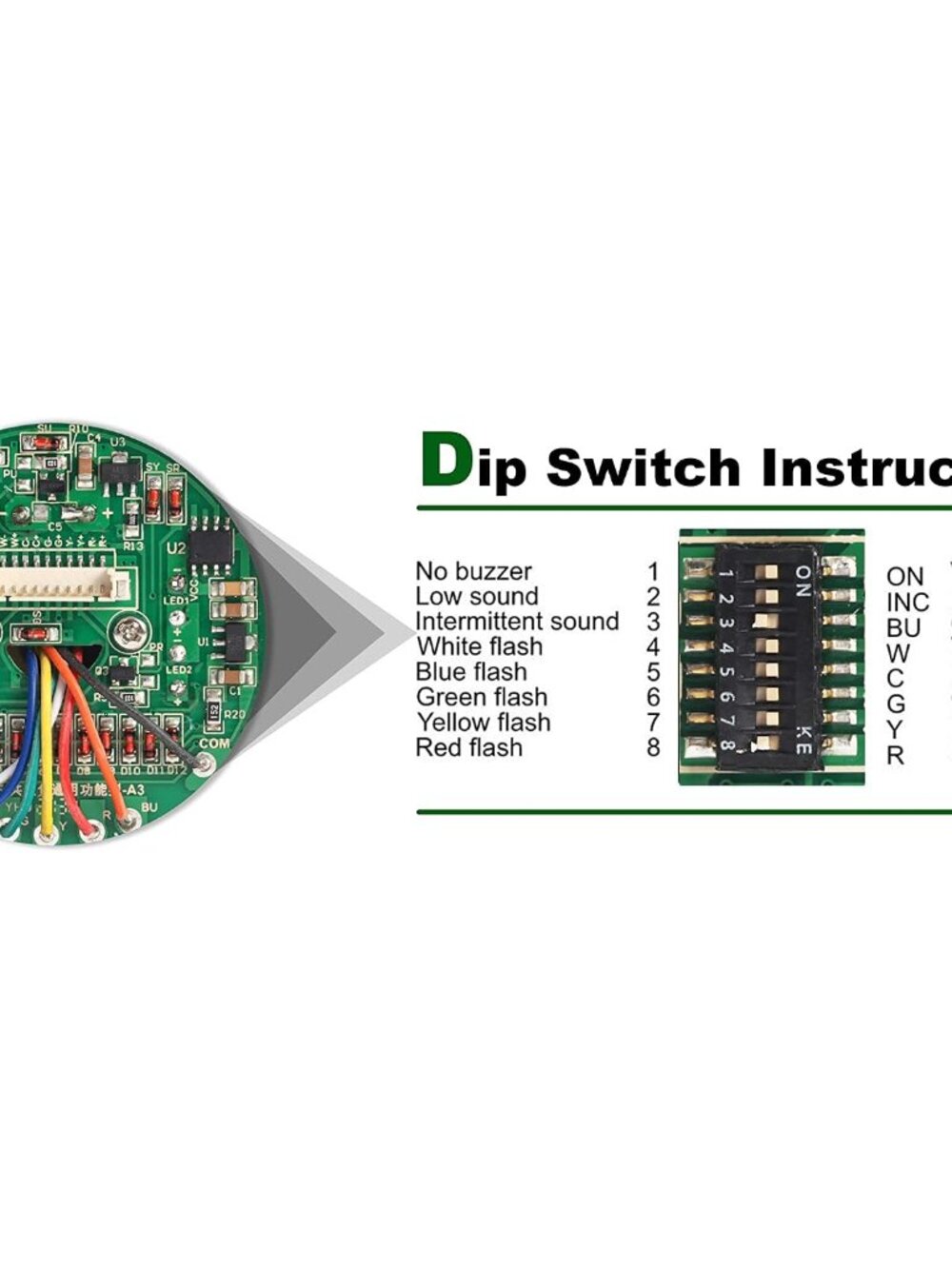 2-Stack LED Andon Tower Light with Buzzer | Industrial Warning Signal, Red/Green - Picture 10 of 12